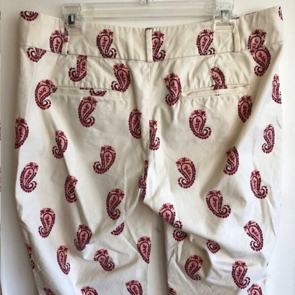 LOFT Marisa Ankle Cream Pink Paisley Pants 8 - Picture 10 of 16